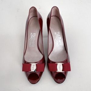 Salvatore Ferragamo Ribes pumps in Blood Patent Calf Leather